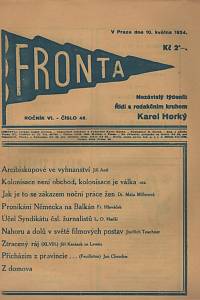 56983. Fronta, Nezávislý týdeník, Ročník VI., číslo 48 (10. května 1934)