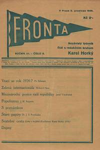 131427. Fronta, Nezávislý týdeník, Ročník III., číslo 8 (5. prosince 1929)