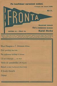 132482. Fronta, Nezávislý týdeník, Ročník III., číslo 19 (20. února 1930)