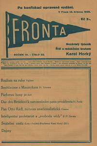 132491. Fronta, Nezávislý týdeník, Ročník III., číslo 22 (13. března 1930)