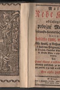 139825. Martin von Cochem – Malý Nebe Kljč [Malý nebe klíč ; nebeklíč. Pro osobou ženskou], obsahugjcý pobožné Modlitby křestiansko-katolického náboženswj... Pro osobu ženskau.