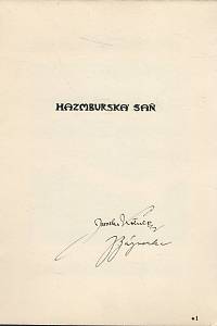 Křenek, Jaroslav – Hazmburská saň, Pohádka o lásce romantické doby rytířstva (podpis)