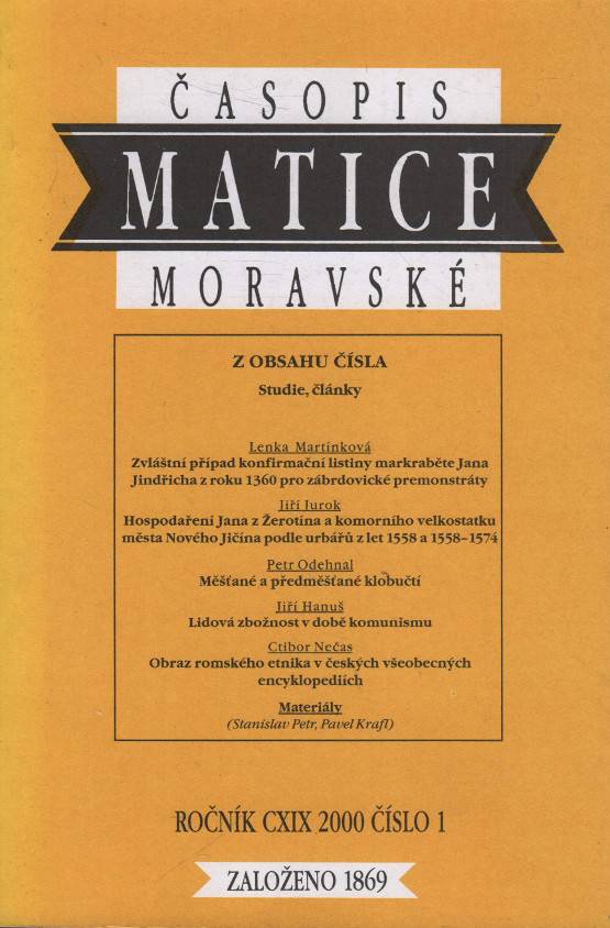 Časopis Matice moravské, Ročník CXIX., číslo 1 (2000)