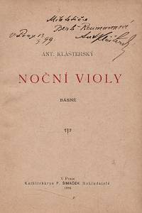 Klášterský, Antonín – Noční violy, básně (podpis)