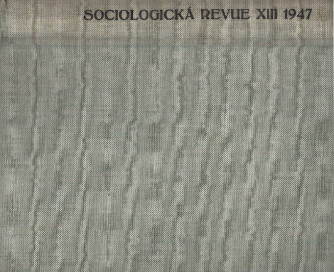 Sociologická revue, Ročník XIII. (1947)