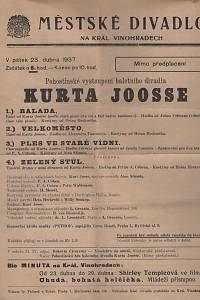 Tetauer, Frank (red.) – Městská divadla pražská, Divadelní program, Č. 15. (období 1936/37) - Balet Jooss, Vinohradské divadlo