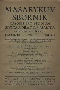 119286. Masarykův sborník : časopis pro studium života a díla T. G. Masaryka. Svazek III., sešit 3 (1929)