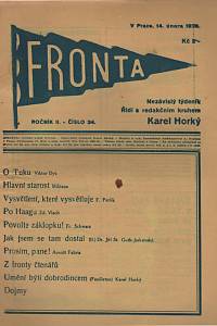 73825. Fronta, Nezávislý týdeník, Ročník II., číslo 1-52 (31. května 1928 - 20. června 1929)