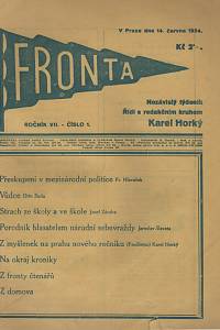 125930. Fronta, Nezávislý týdeník, Ročník VII., číslo 1 (14. června 1934)