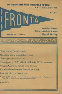 126656. Fronta, Nezávislý týdeník, Ročník VI., číslo 1 (27. dubna 1933)