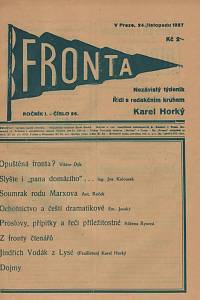 127648. Fronta, Nezávislý týdeník, Ročník I., číslo 26 (24. listopadu 1927)