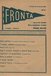 126804. Fronta : nezávislý týdeník. Ročník I., číslo 31 (29. prosince 1927)