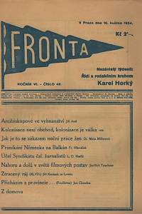 56983. Fronta, Nezávislý týdeník, Ročník VI., číslo 48 (10. května 1934)