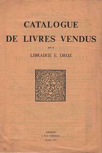 129142. Malclès, Louise-Noëlle – Catalogue de livres vendus par la Librairie E. Droz