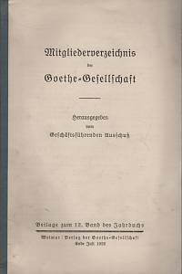 37731. Mitgliederverzeichnis der Goethe-Gesellschaft