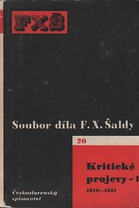 84304. Šalda, František Xaver – Kritické projevy XI. (1919-1921)