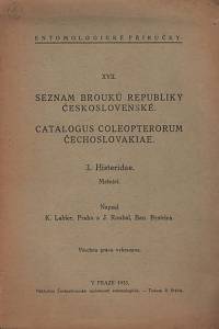 82487. Labler, Karel / Roubal, Jan – Seznam brouků republiky Československé III. - Mršníci = Catalogus coleopterorum Čechoslovakiae III. - Histeridae. (podpis)