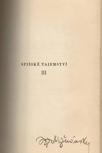 Nižnánský, Jožo – Spišské tajemství, román (podpis)