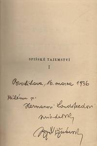 Nižnánský, Jožo – Spišské tajemství, román (podpis)