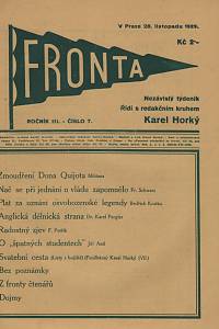 131426. Fronta, Nezávislý týdeník, Ročník III., číslo 7 (28. listopadu 1929)