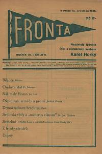 131428. Fronta, Nezávislý týdeník, Ročník III., číslo 9 (12. prosince 1929)