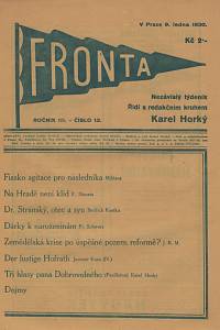 132475. Fronta, Nezávislý týdeník, Ročník III., číslo 13 (2. ledna 1930)