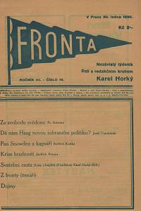 132478. Fronta, Nezávislý týdeník, Ročník III., číslo 16 (30. ledna 1930)