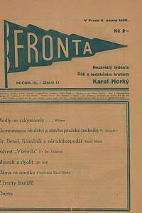 132479. Fronta, Nezávislý týdeník, Ročník III., číslo 17 (6. února 1930)