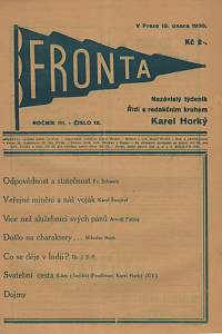 132480. Fronta, Nezávislý týdeník, Ročník III., číslo 18 (13. února 1930)