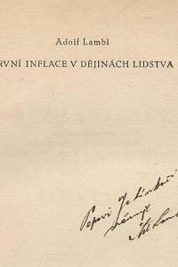 Lambl , Adolf – První inflace v dějinách lidstva (podpis)
