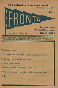 136523. Fronta, Nezávislý týdeník, Ročník III., číslo 25 (3. dubna 1930)