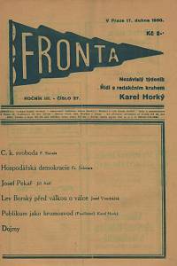 136525. Fronta, Nezávislý týdeník, Ročník III., číslo 27 (17. dubna 1930)