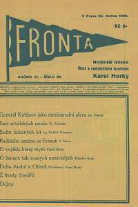 137605. Fronta, Nezávislý týdeník, Ročník III., číslo 28 (24. dubna 1930)