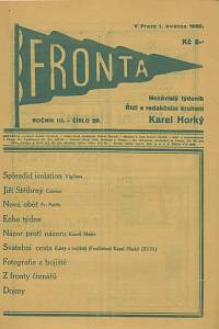 137606. Fronta, Nezávislý týdeník, Ročník III., číslo 29 (1. května 1930)