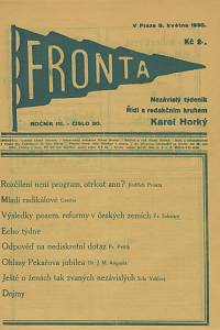 137607. Fronta, Nezávislý týdeník, Ročník III., číslo 30 (8. května 1930)