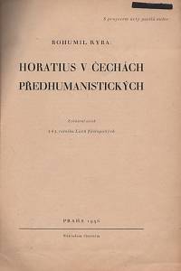137972. Ryba, Bohumil – Horatius v Čechách předhumanistických