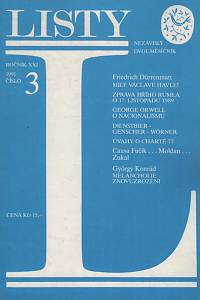 139452. Listy, Nezávislý dvouměsíčník, Ročník XXI., číslo 3 (1991)