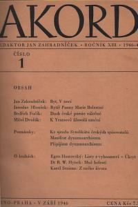87212. Akord, Měsíčník pro literaturu, umění a život, Ročník XIII., číslo 1-10 (1946-47)