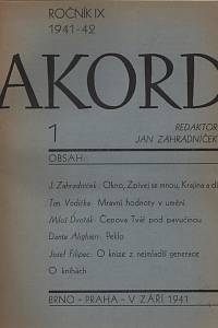 139804. Akord, Měsíčník pro literaturu, umění a život, Ročník IX., číslo 1-10 (1941-1942)
