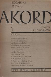 87237. Akord, Měsíčník pro literaturu, umění a život, Ročník XII., číslo 1-10 (1945-1945)