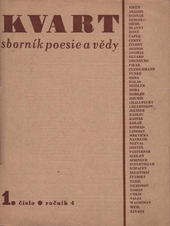 Kvart, Sborník poesie a vědy, Ročník IV., číslo 1 (1945-1946)