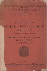 141574. Glos, Otakar – Studie z psychologie myšlení (intelektuální stránka)