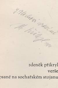 Přikryl, Zdeněk – Verše psané na sochařském stojanu (podpis)
