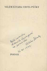 Závada, Vilém – Cesta pěšky, poesie (podpis)
