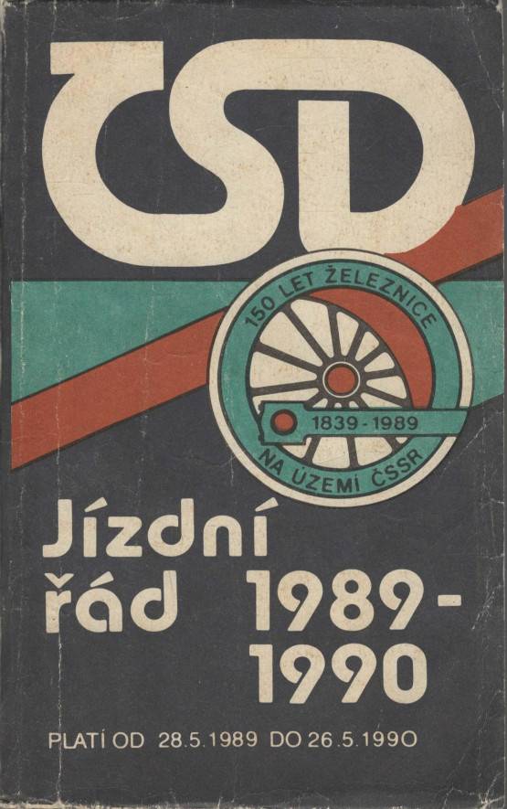 Ústřední ředitelství ČSD – Jízdní řád ČSD, Kilometrovník pro přepravu cestujících, cestovních zavazadel a spěšnin 1989/1990, Platný od 28. května 1989 do 26. května 1990