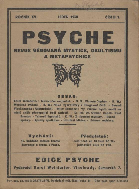 Psyché, Revue věnovaná mystice, okultismu a metapsychice, Ročník XV., číslo 1-10 (1938)
