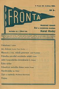 143197. Fronta, Nezávislý týdeník, Ročník III., číslo 33 (29. května 1930)