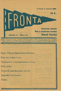 143198. Fronta, Nezávislý týdeník, Ročník III., číslo 34 (5. června 1930)