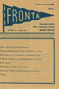 143199. Fronta, Nezávislý týdeník, Ročník III., číslo 35 (12. června 1930)