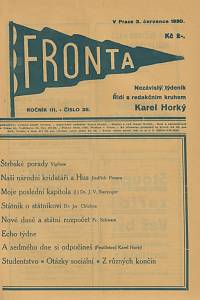 143203. Fronta, Nezávislý týdeník, Ročník III., číslo 38 (3. července 1930)